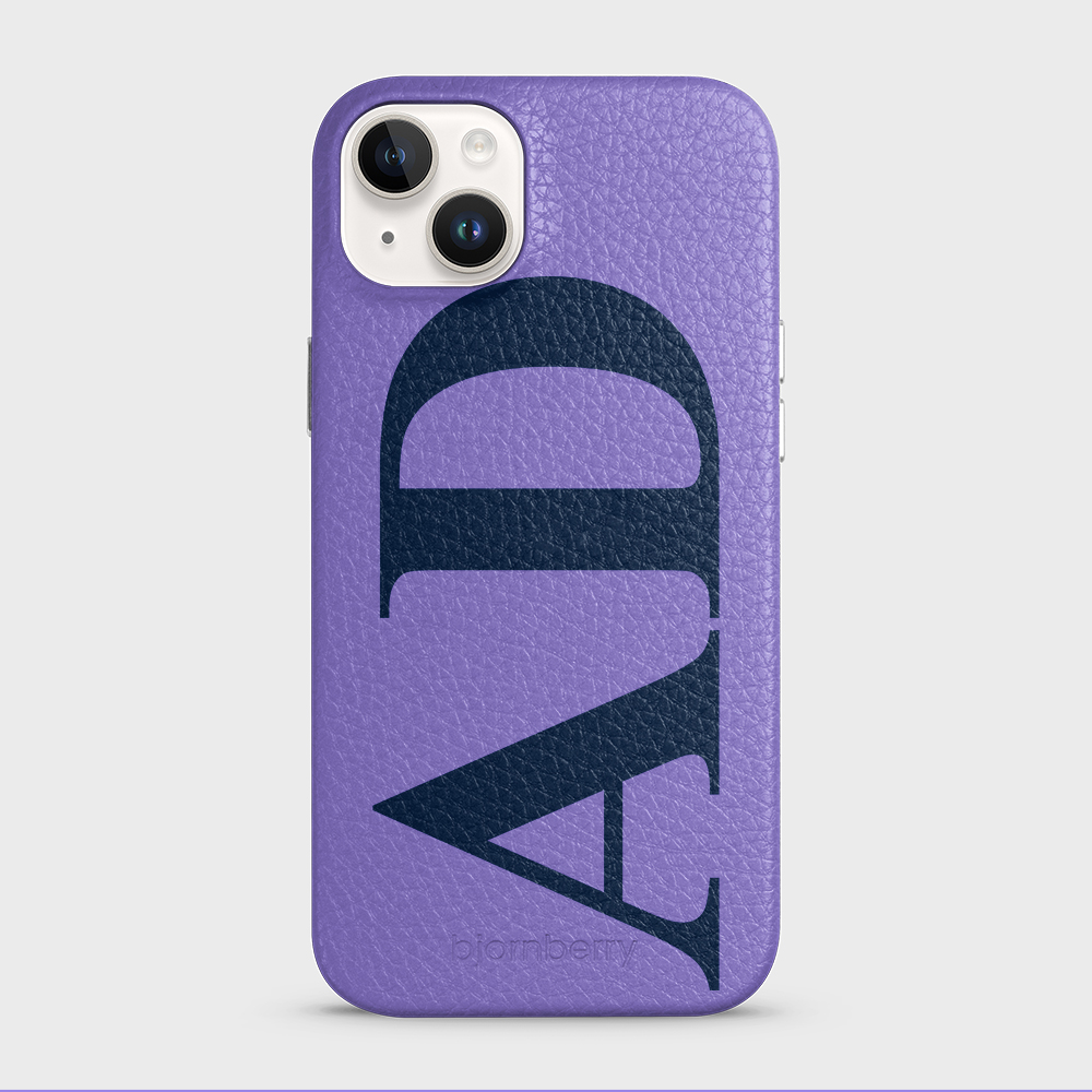 iPhone 15 Plus Personalised Leather Case - Large Initials - 16