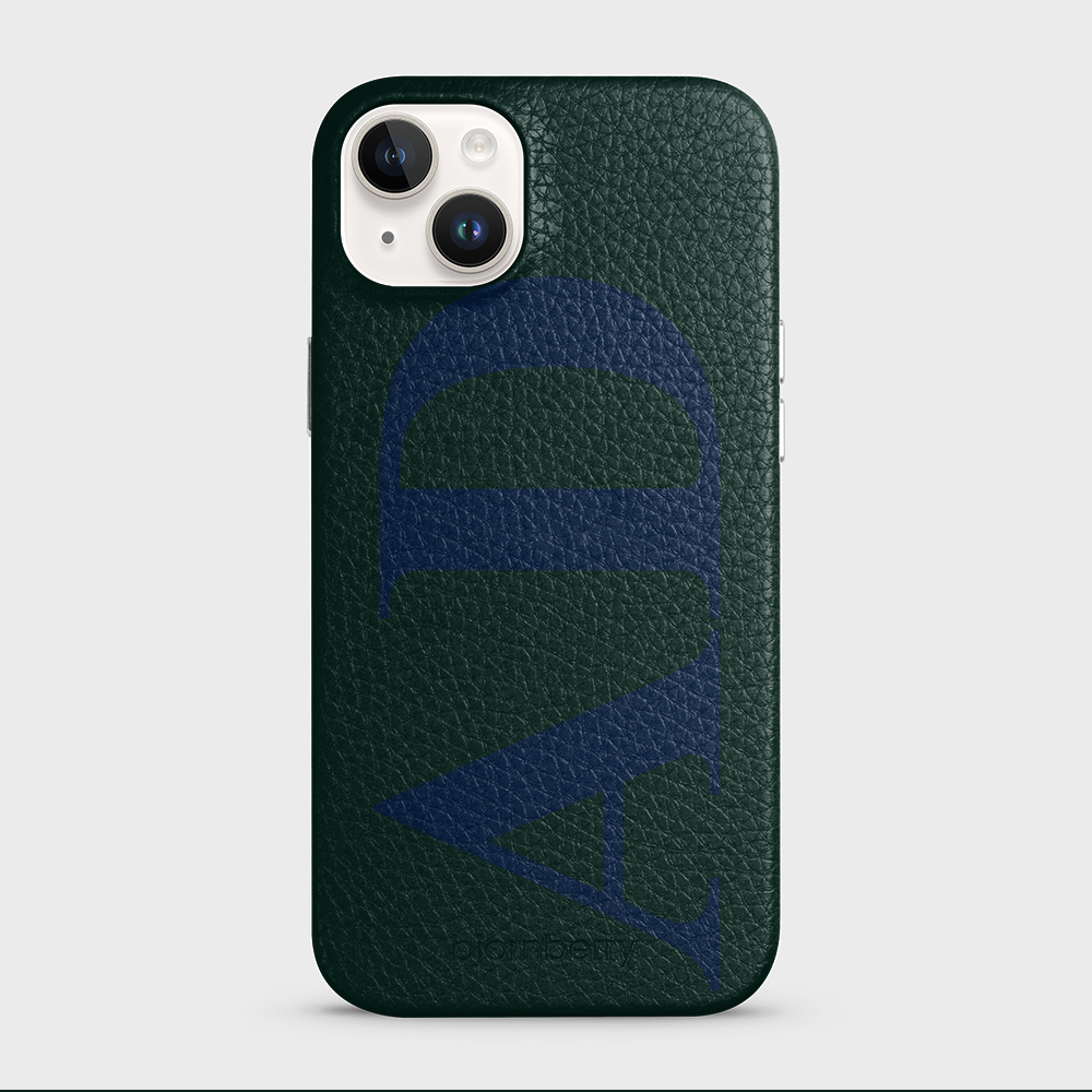 iPhone 15 Plus Personalised Leather Case - Large Initials - 23
