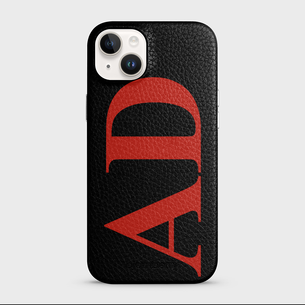iPhone 15 Plus Personalised Leather Case - Large Initials - 5