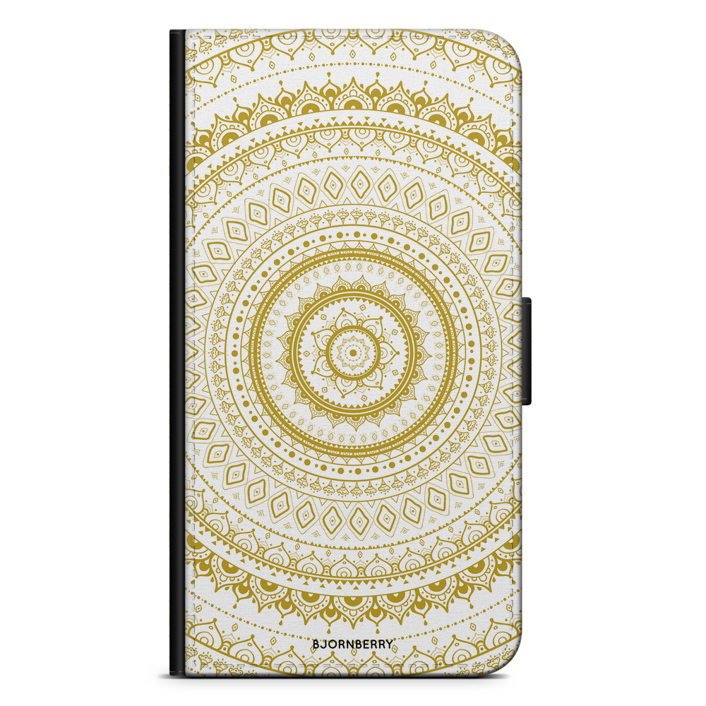 iPhone 12 Mini Plånboksfodral - Vit Guld Mandala | Mobilskal & Mobilfodral BJORNBERRY