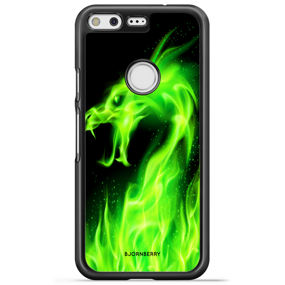 Google Pixel Case - Green Flames Dragon
