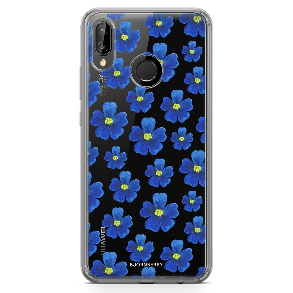 Huawei P20 Lite Fashion Skal - Blå Blommor