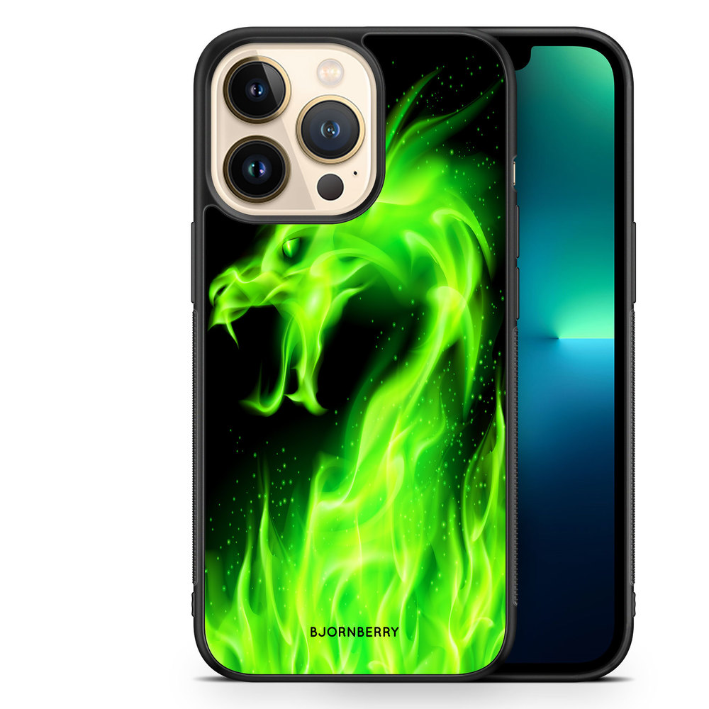iPhone 13 Pro Case - Green Flames Dragon