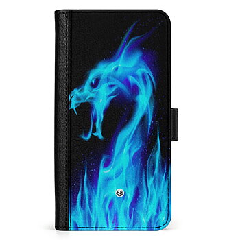 Samsung Galaxy A14 4G/5G Wallet Case - Blue Flames Dragon