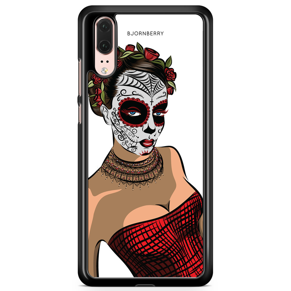 Huawei P20 Case - Skull Mask Flowers
