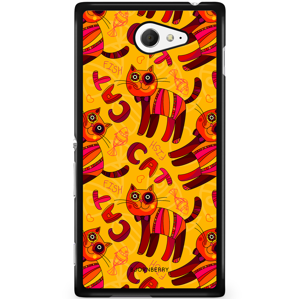 Sony Xperia M2 Aqua Case - Cat & Fish