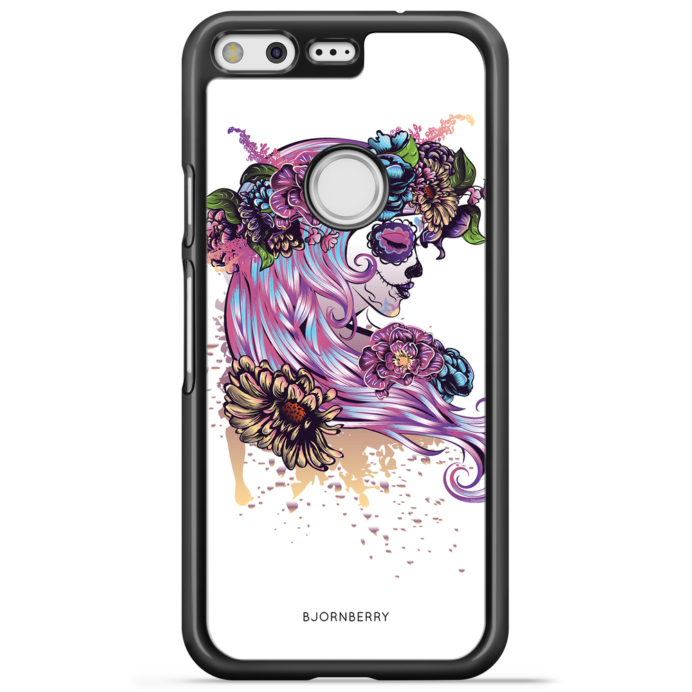 Google Pixel Case - Skull Girl Flowers