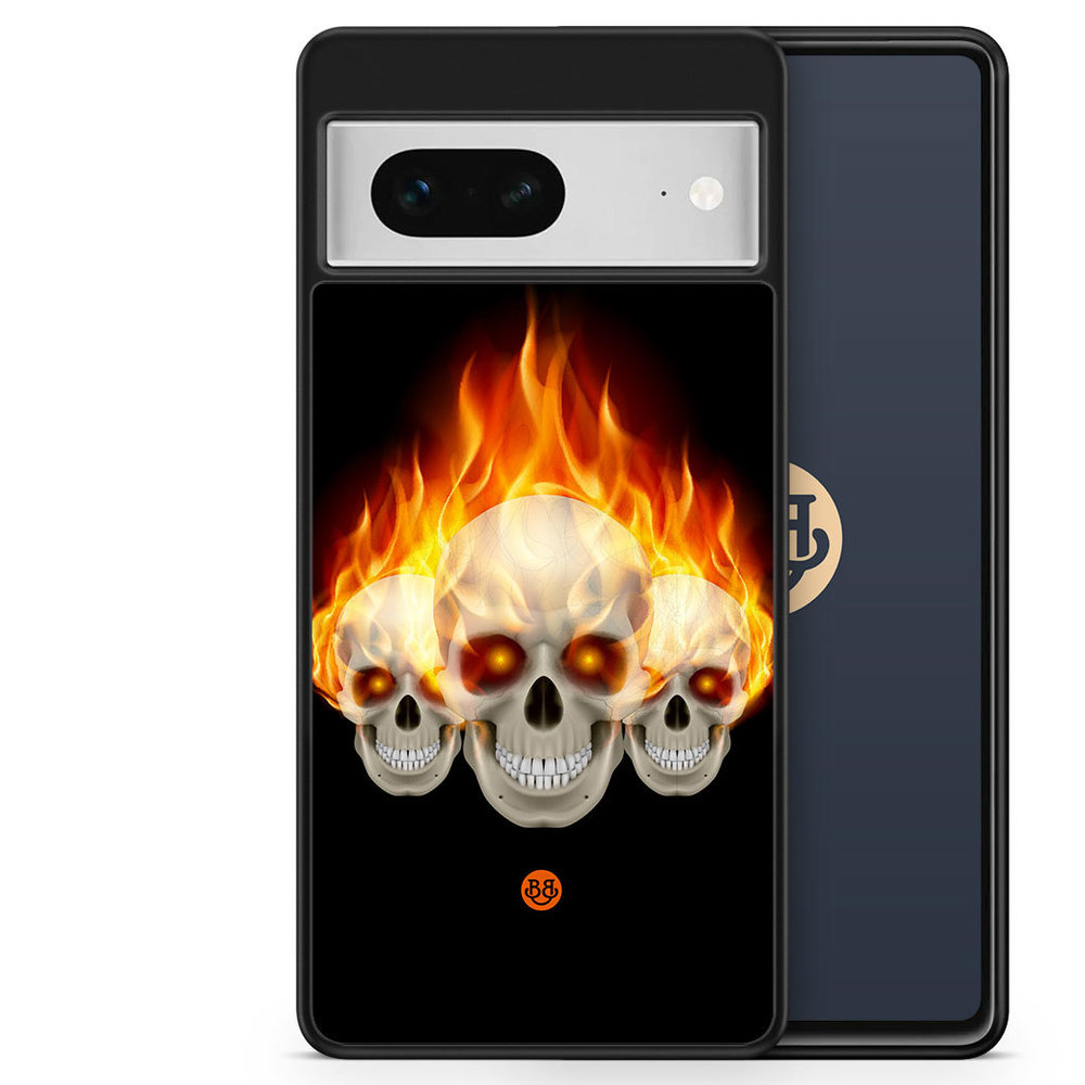 Google Pixel 7 Skal - Flames Dödskallar