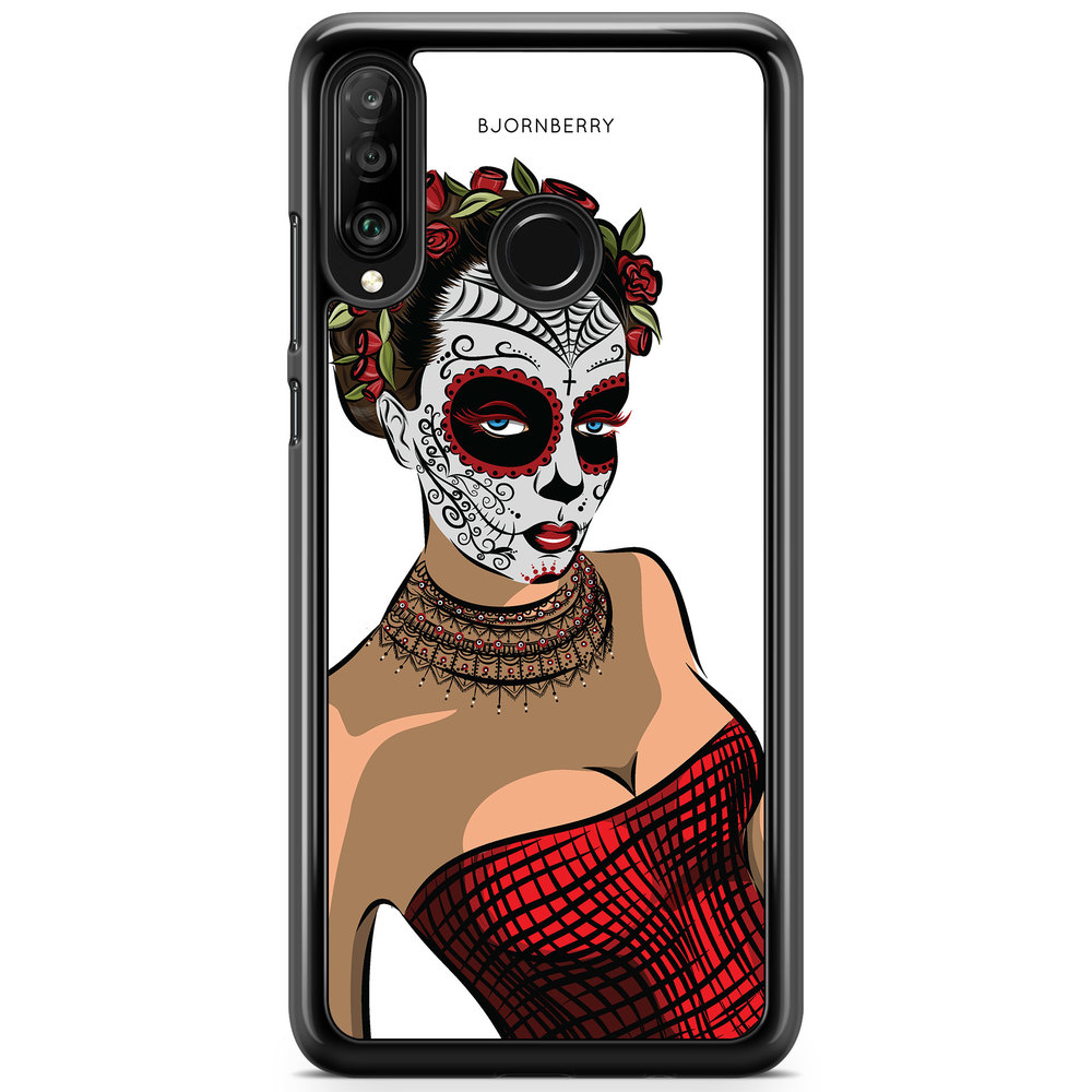Huawei P30 Lite Case - Skull Mask Flowers