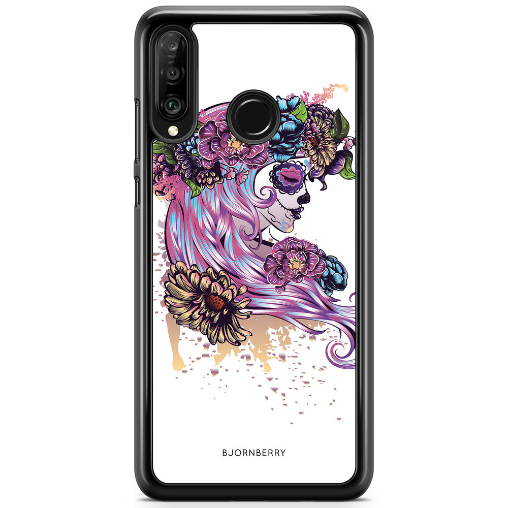 Huawei P30 Lite Case - Skull Girl Flowers