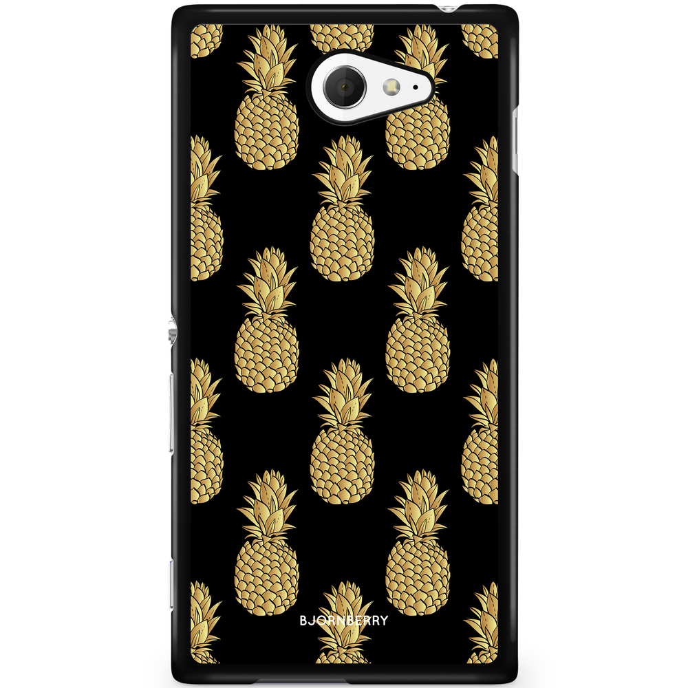 Sony Xperia M2 Aqua Case - Gold Pineapples