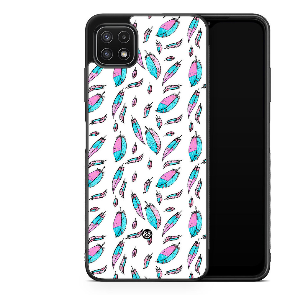 Samsung Galaxy A22 5G Case - Pink/Blue Feathers