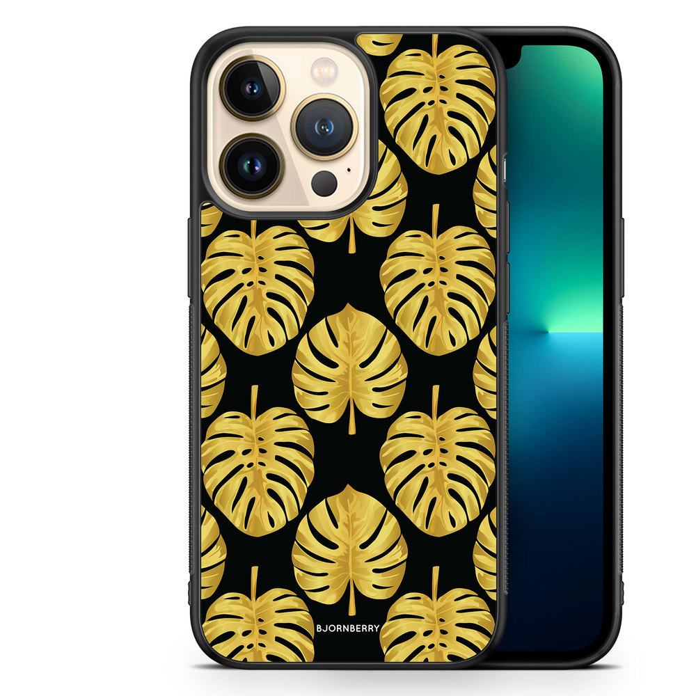 iPhone 13 Pro Case - Gold Monstera