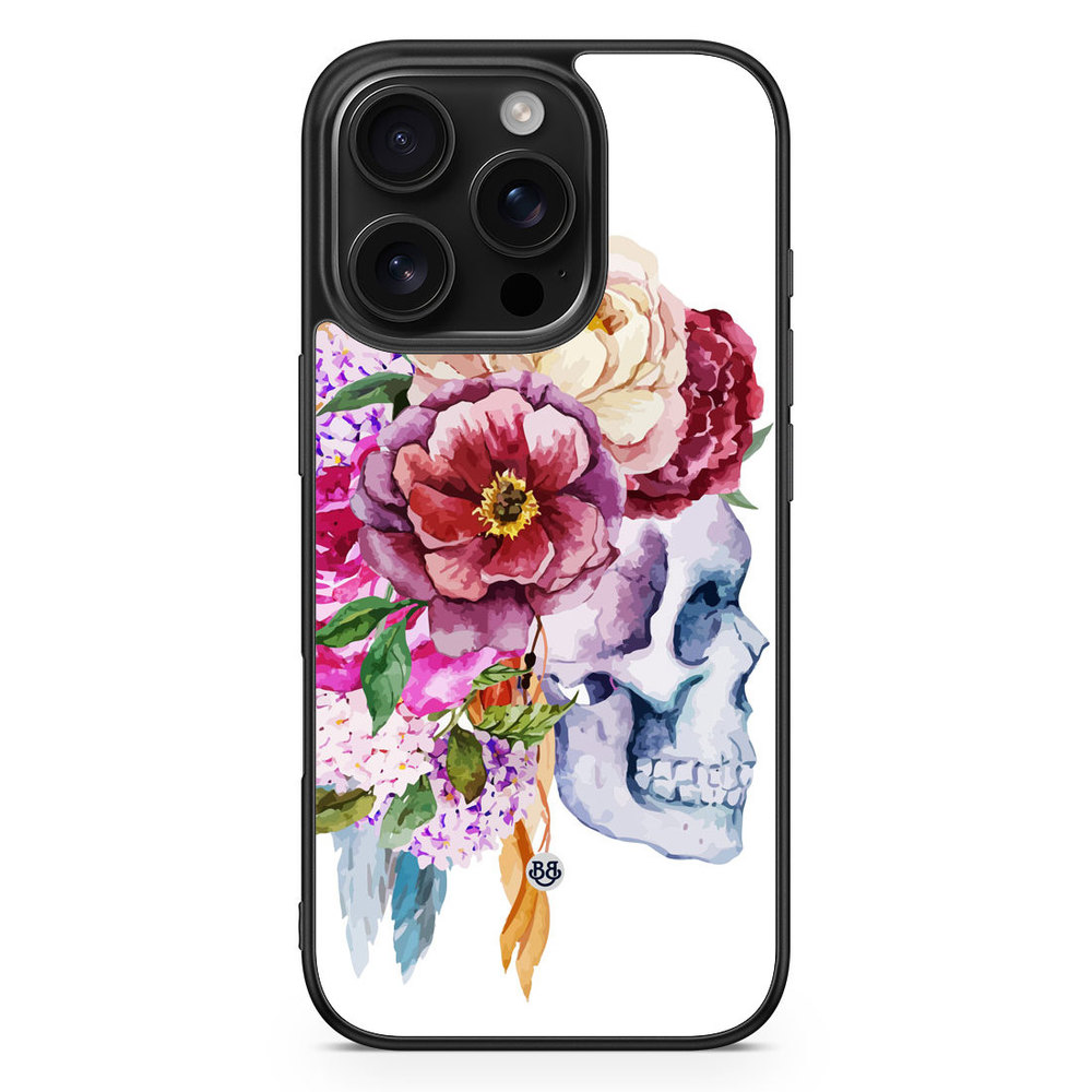 iPhone 16 Pro Case - Skull & Flowers