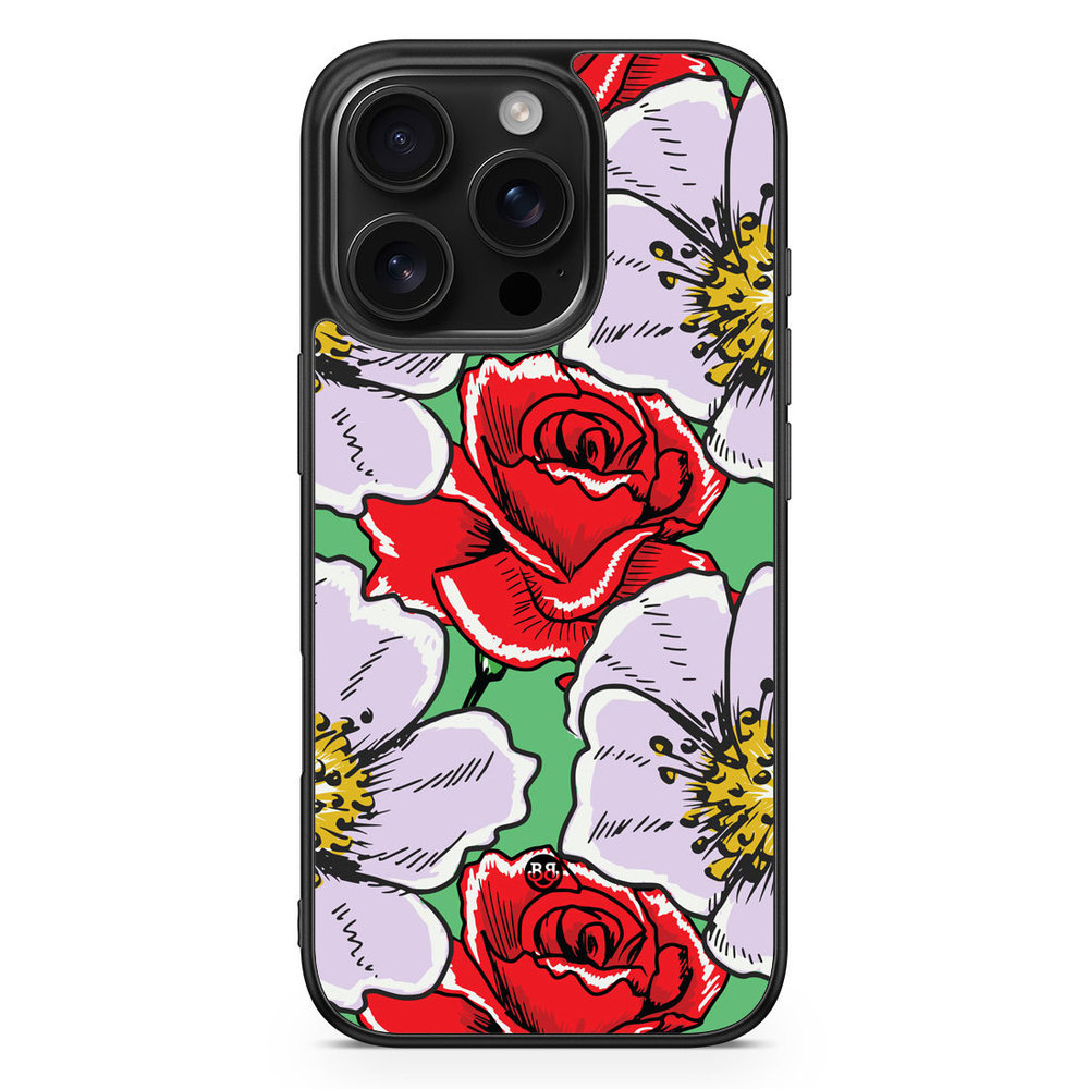 iPhone 16 Pro Case - Red & White Floral