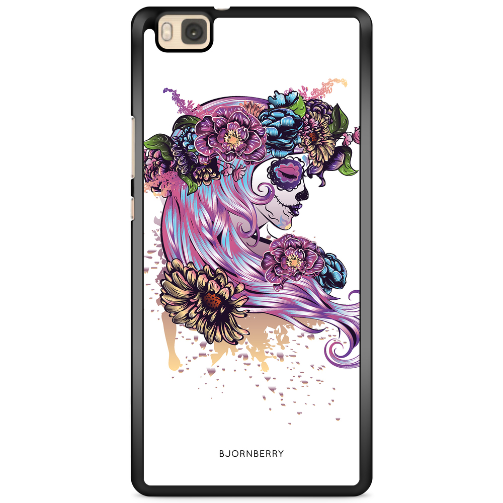 Huawei P8 Lite Case - Skull Girl Flowers