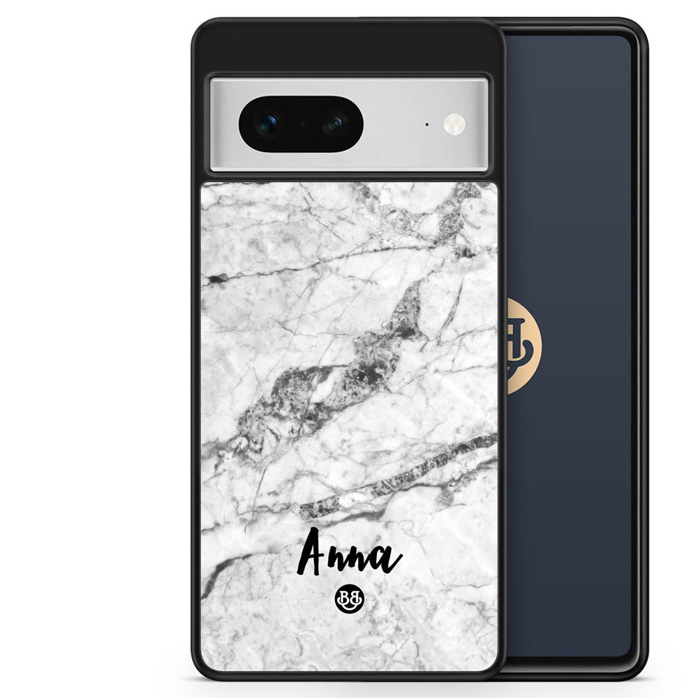 Google Pixel 7 Custom Case - White Marble Name