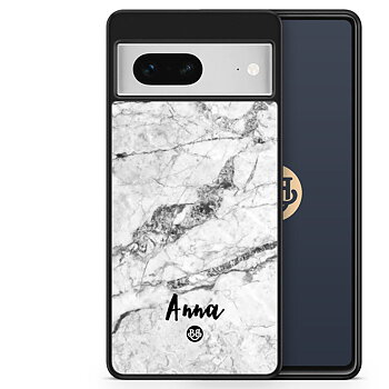 Google Pixel 7 Custom Skal - Vit Marmor Namn