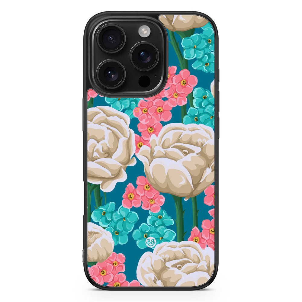 iPhone 16 Pro Case - Seamless White Roses