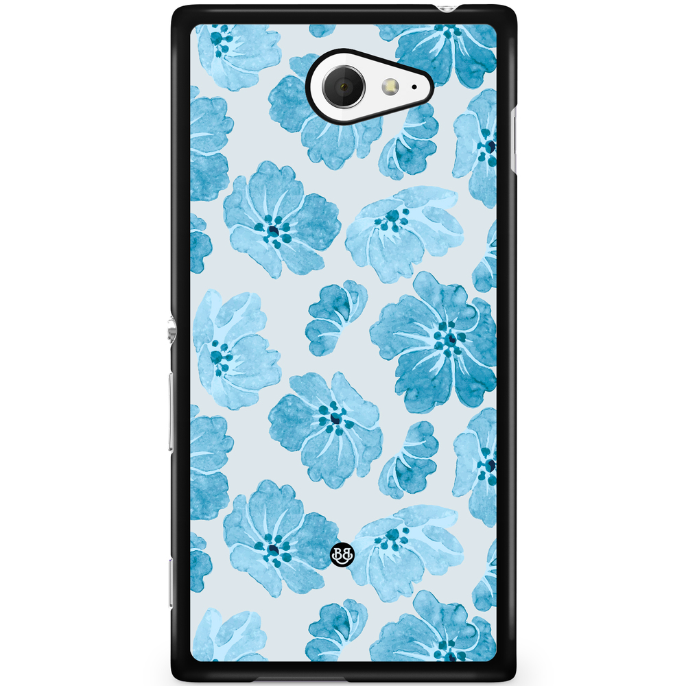 Sony Xperia M2 Aqua Case - WILD BLOOM - Blue Petals