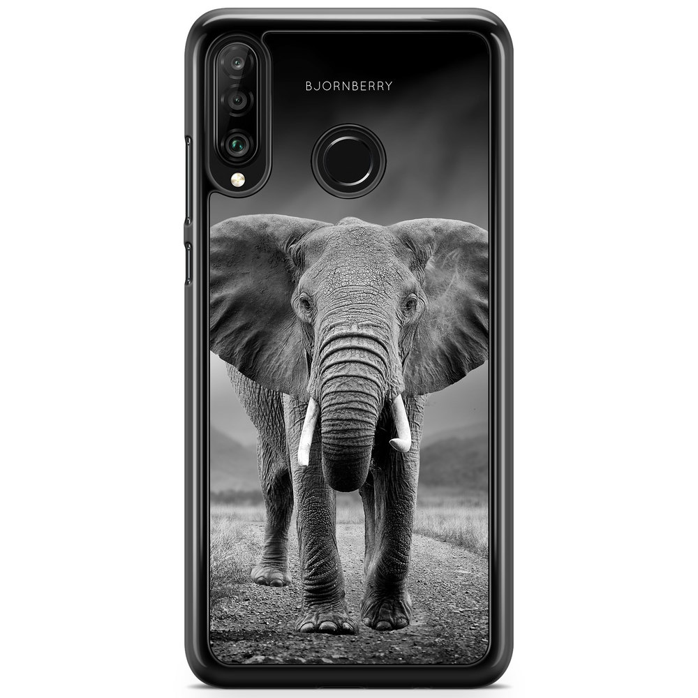 Huawei P30 Lite Case - Black/White Elephant