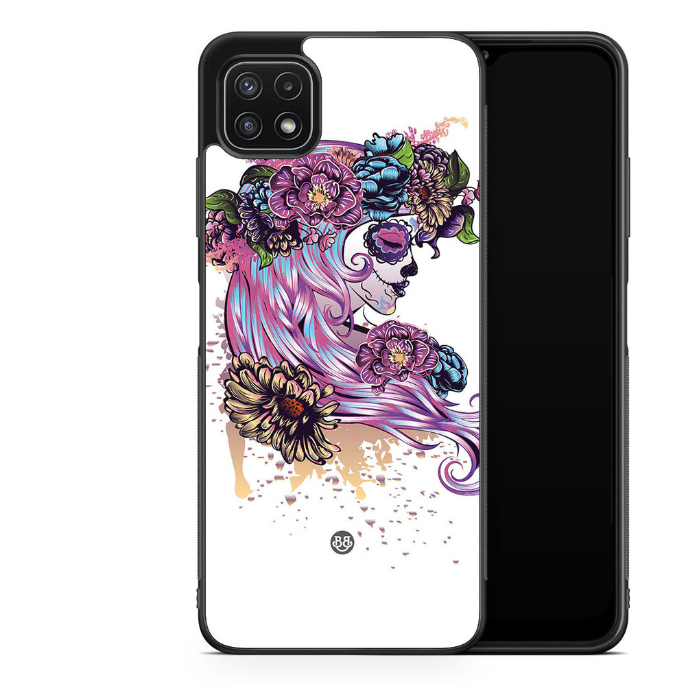Samsung Galaxy A22 5G Case - Skull Girl Flowers