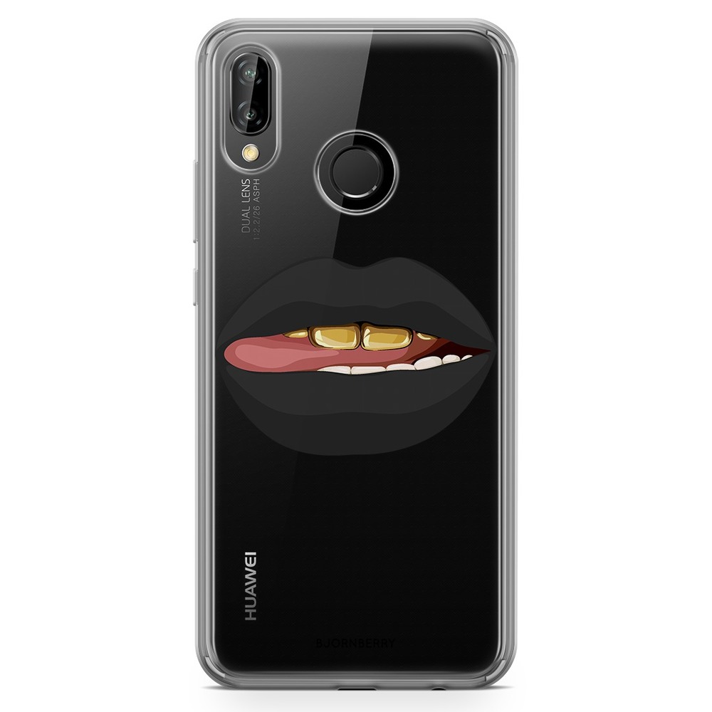 Huawei P20 Lite Fashion Skal - Läppar Guld