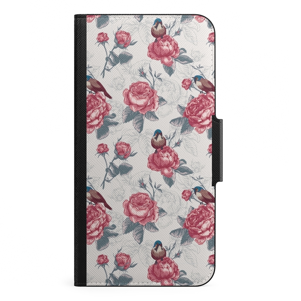 Naive iPhone 13 Pro Max Plånboksfodral - Roses & Birds