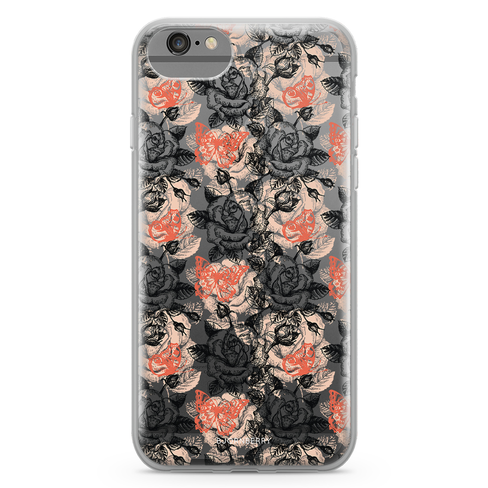 iPhone 6/6s Fashion Skal - Fjärilar & Rosor