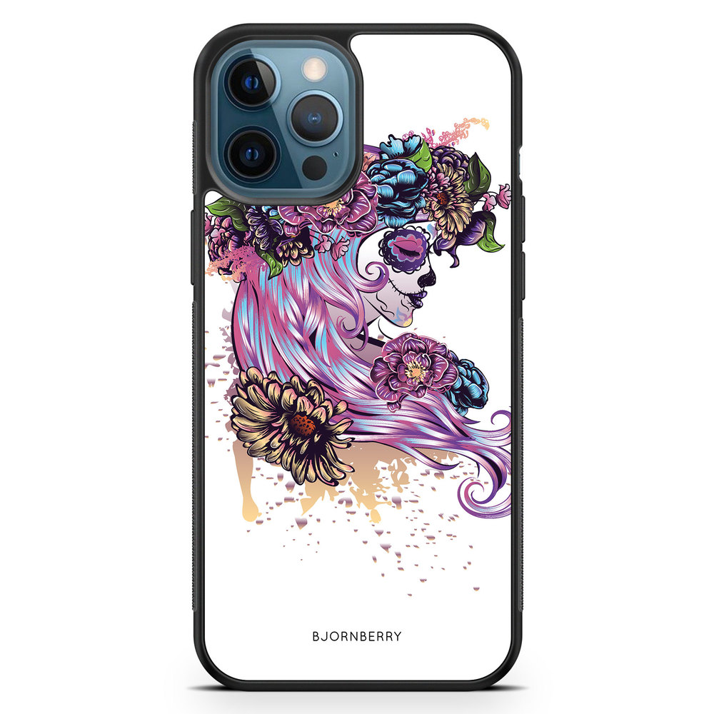 iPhone 12 Pro Case - Skull Girl Flowers
