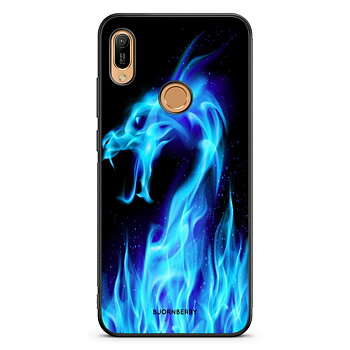 Huawei Y6 2019 Skal - Blå Flames Dragon