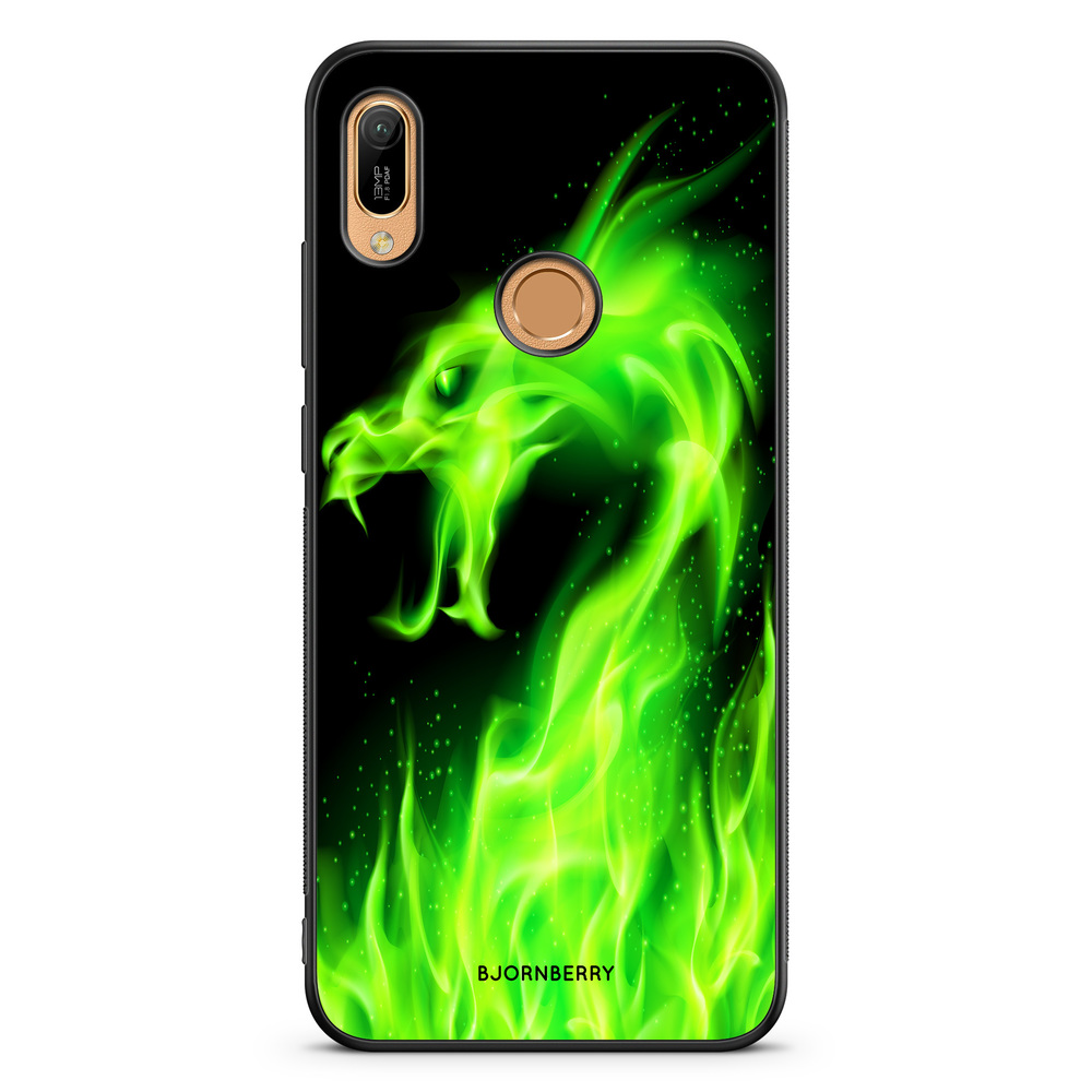 Huawei Y6 2019 Case - Green Flames Dragon