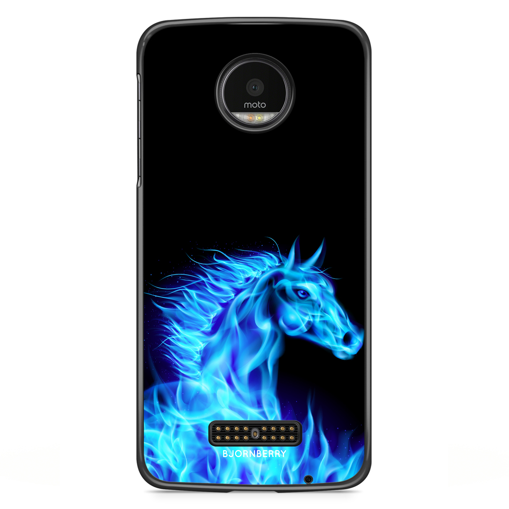 Moto Z2 Play Skal - Flames Horse Blå