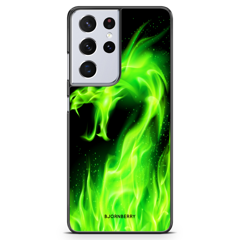 Samsung Galaxy S21 Ultra Case - Green Flames Dragon