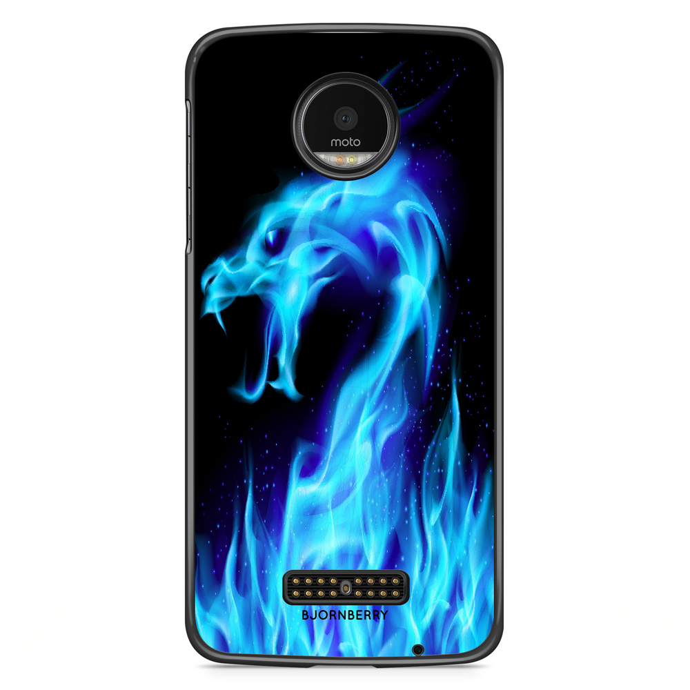 Moto Z2 Play Case - Blue Flames Dragon