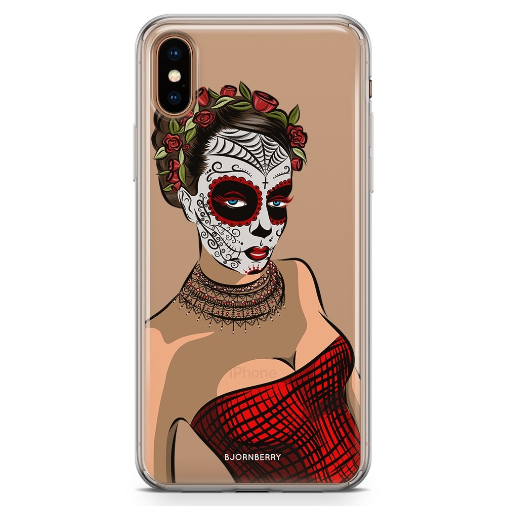 iPhone Xs Max Fashion Case - Skull Mask Flowers