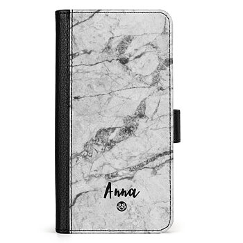 Samsung Galaxy A14 4G/5G Custom Wallet Case - White Marble Name