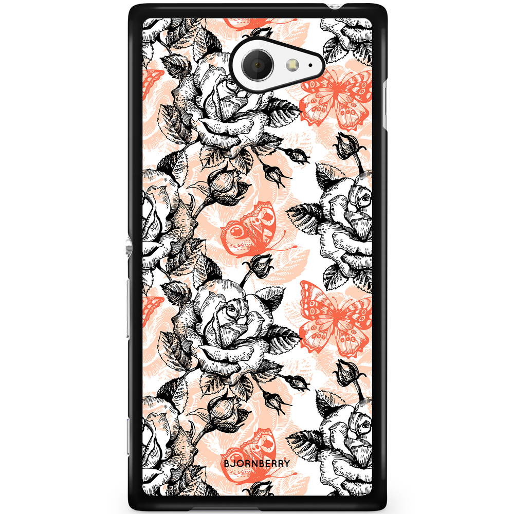 Sony Xperia M2 Aqua Case - Roses & Butterflies