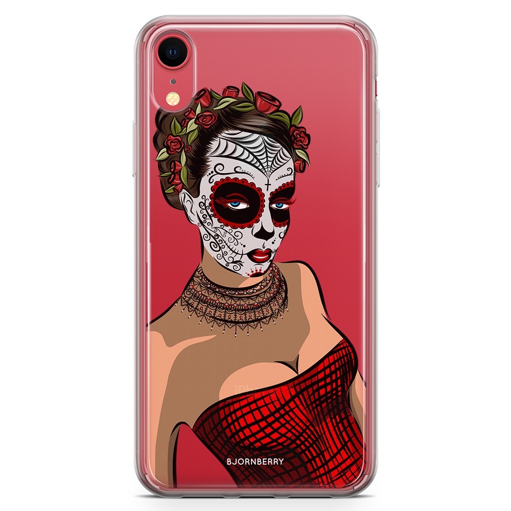 iPhone XR Fashion Skal - Döskalle Maskblommor