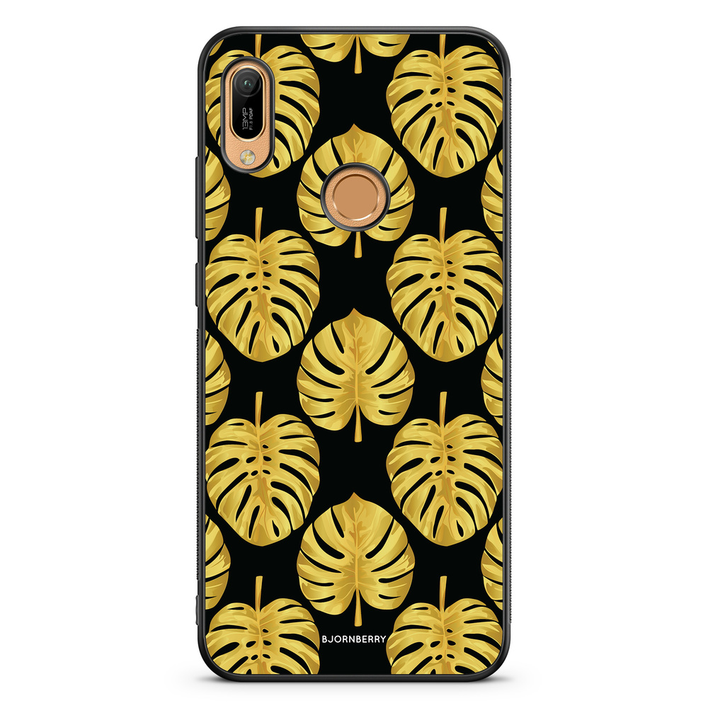 Huawei Y6 2019 Case - Gold Monstera