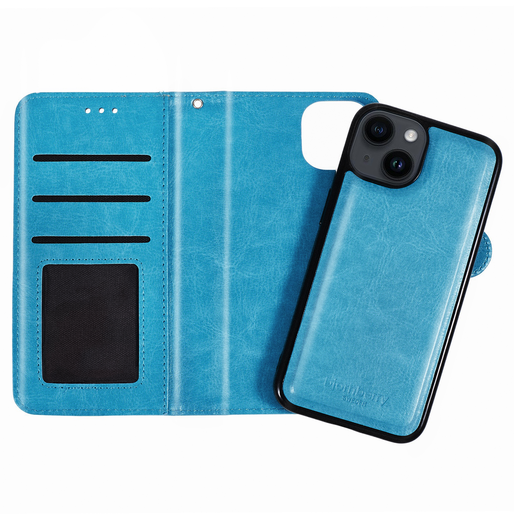 iPhone 14 Magnet Wallet Case MONOGRAM - Light Blue - 3