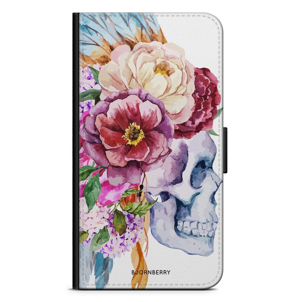 Sony Xperia XZ3 Plånboksfodral - Dödskalle Blommor | Mobilskal & Mobilfodral BJORNBERRY