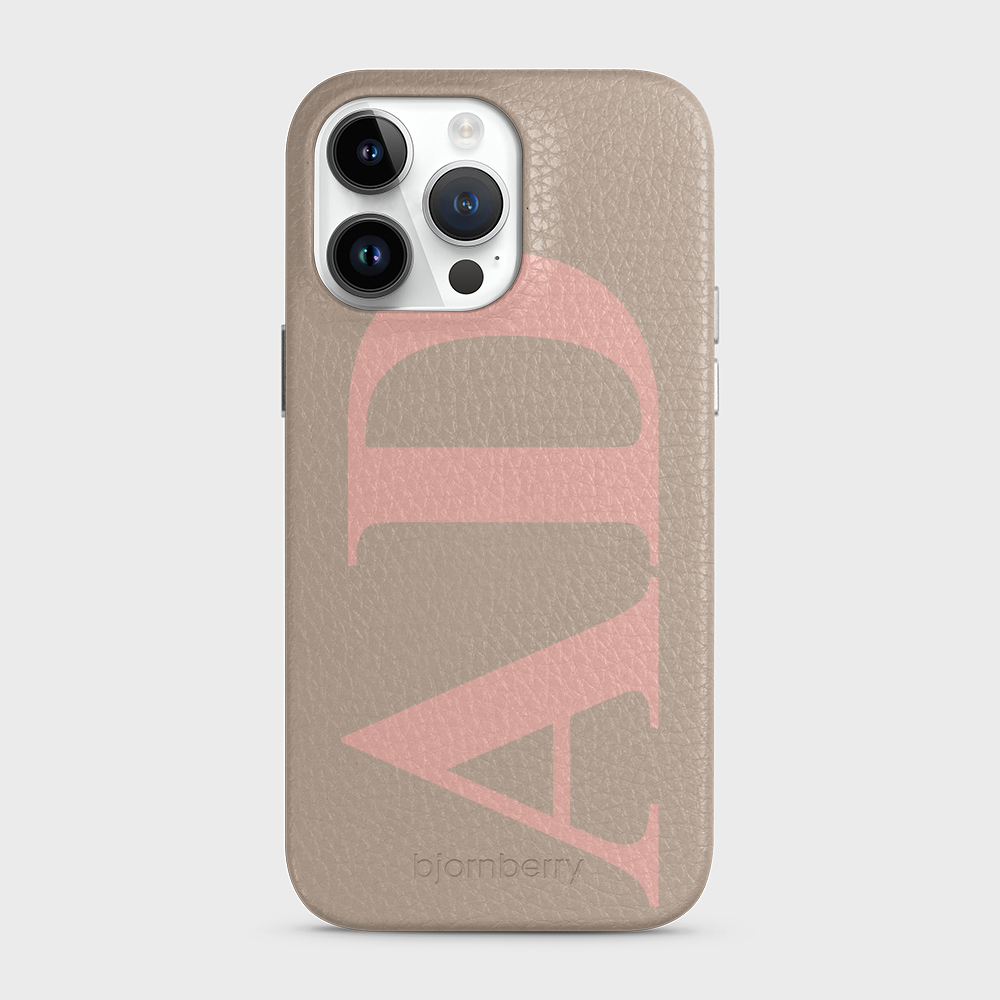 iPhone 15 Pro Max Personalised Leather Case - Large Initials - 25