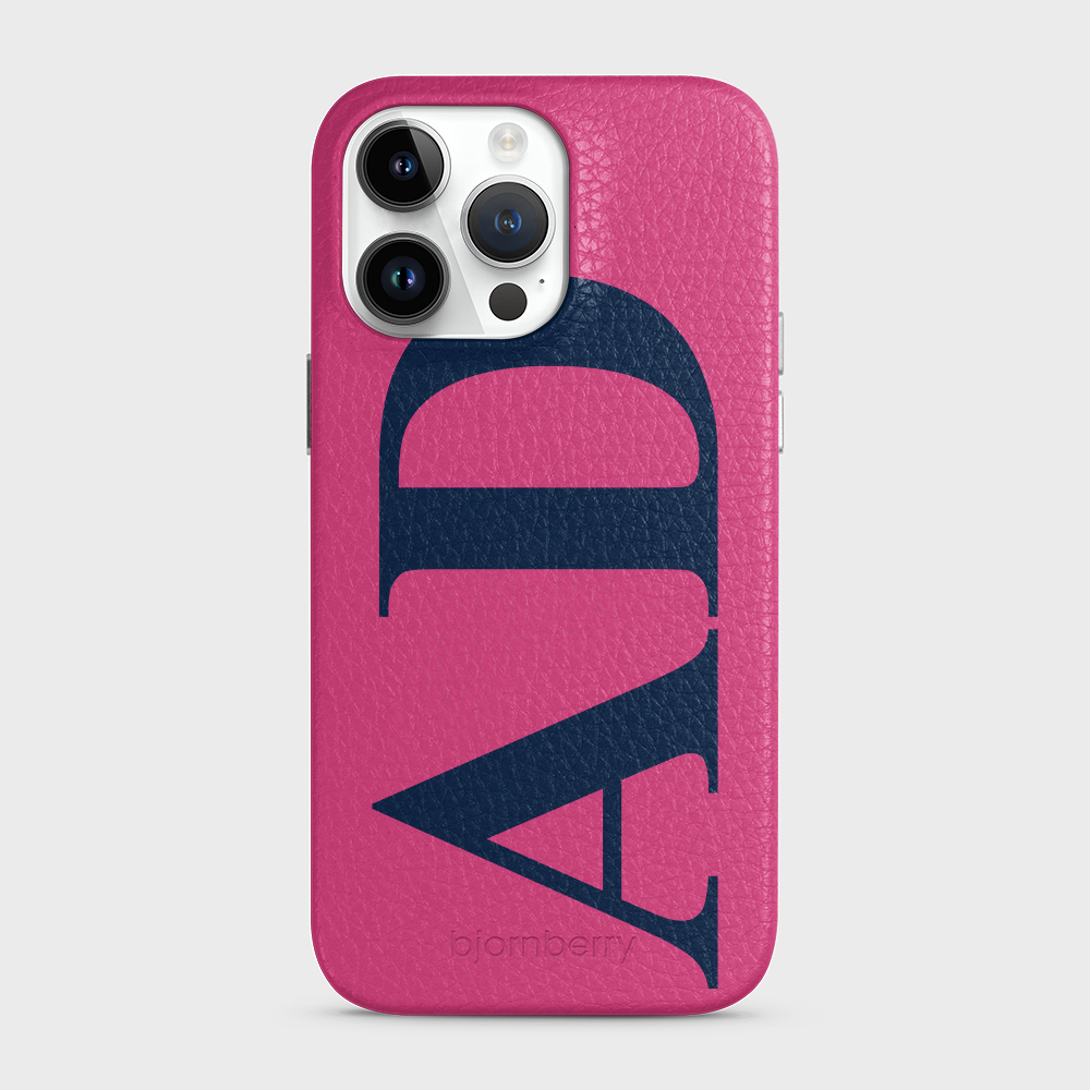 iPhone 15 Pro Max Personalised Leather Case - Large Initials - 16