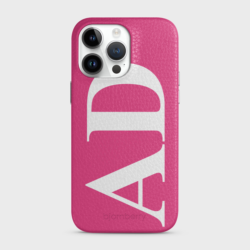 iPhone 15 Pro Max Personalised Leather Case - Large Initials - 21