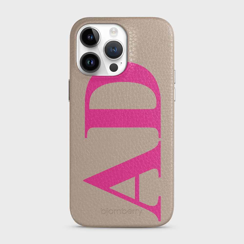 iPhone 15 Pro Max Personalised Leather Case - Large Initials - 24