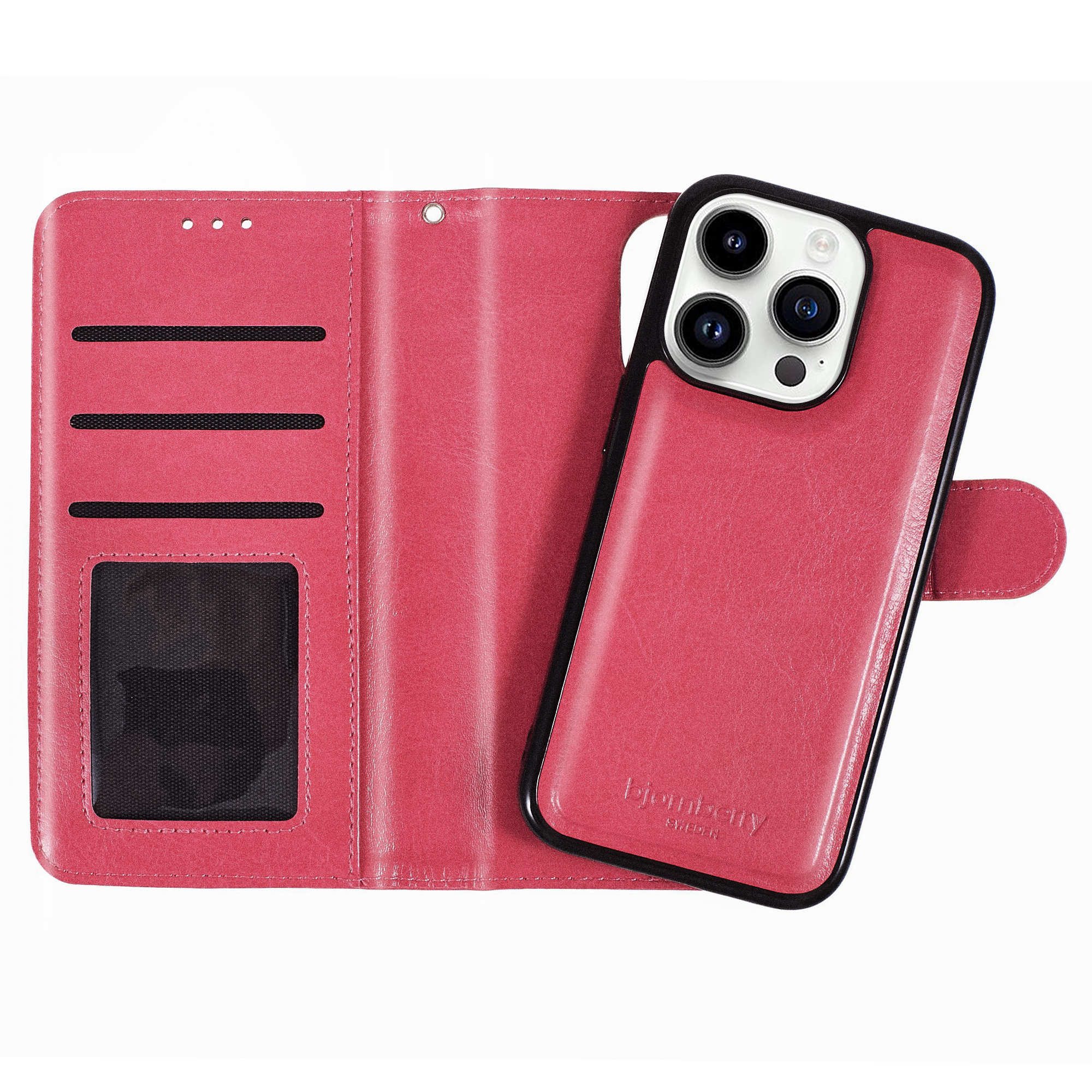 iPhone 14 Pro Magnet Wallet Case MONOGRAM - Magenta - 3