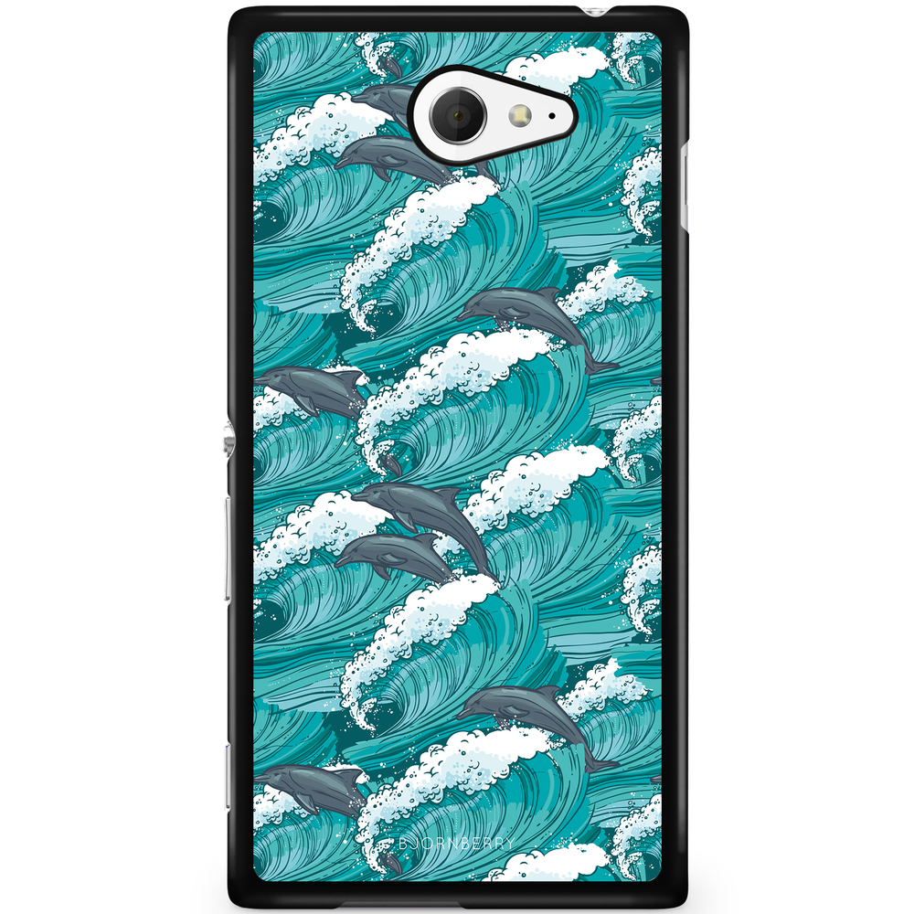 Sony Xperia M2 Aqua Case - Waves And Dolphins