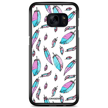 Samsung Galaxy S7 Edge Skal - Rosa/Blå Fjädrar