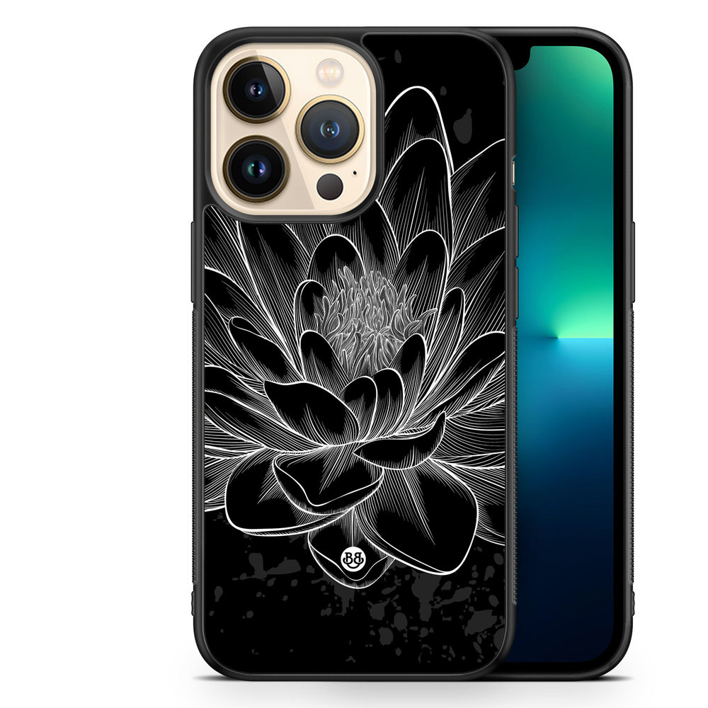iPhone 13 Pro Case - Black/White Lotus